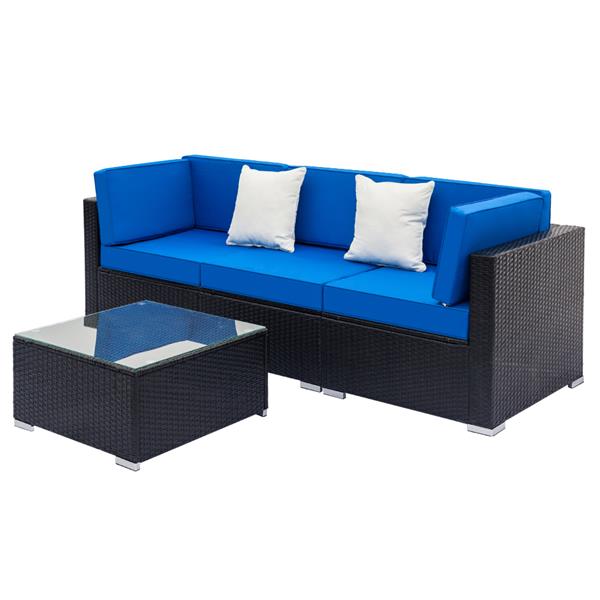 Fully Equipped Weaving Rattan Sofa Set with 2pcs Corner Sofas & 4pcs Single Sofas & 1 pcs Coffee Table Black-Single Sofa