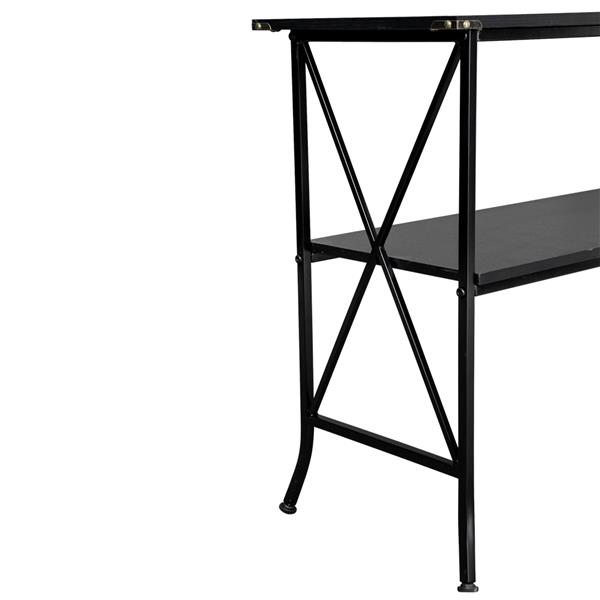 Black MDF Countertop Black Wrought Iron Base 2 Layers Console Table