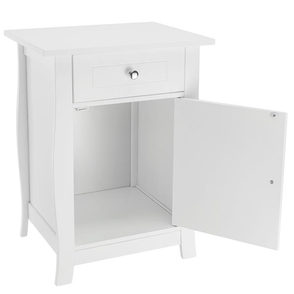 Single Door Bedside Cabinet with A Drawer White