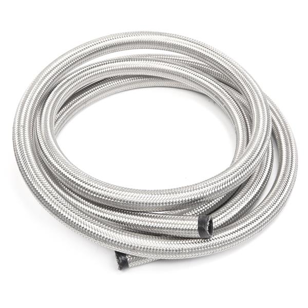 10AN 10-Foot Universal Stainless Steel Braided Fuel Hose Silver