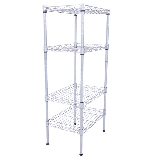 XM-207S Rectangle Carbon Steel Metal Assembly 4-Shelf Storage Rack Silver Gray