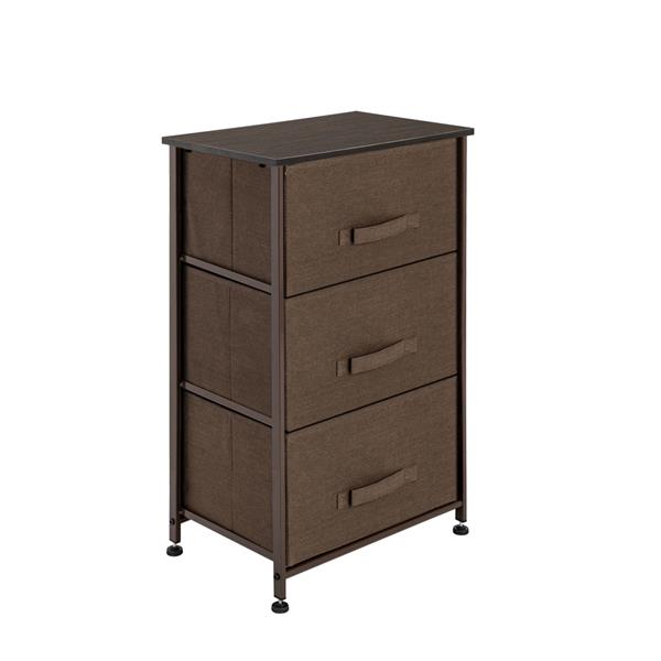3-Tier Dresser Drawer, Storage Unit with 3 Easy Pull Fabric Drawers and Metal Frame, Wooden Tabletop, for Closets, Nursery, Dorm Room, Hallway, Brown