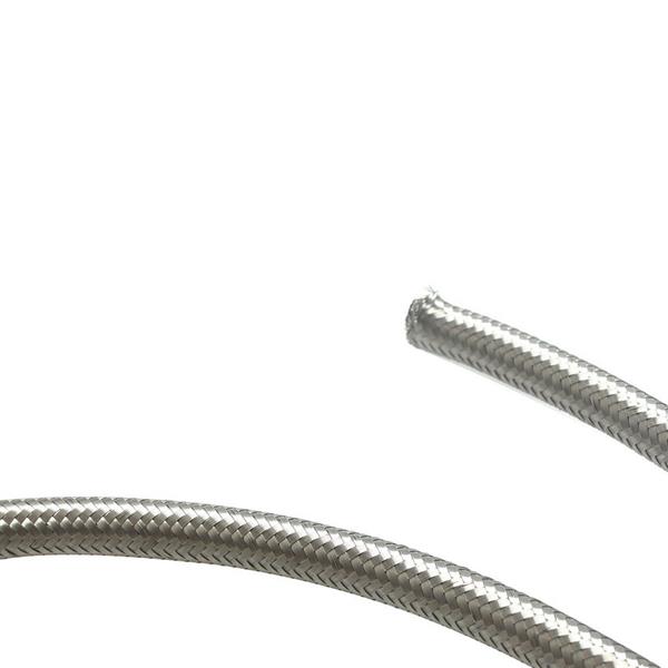 6AN 5ft Universal Stainless Steel Nylon Braided Fuel Hose Silver