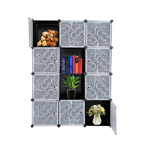 Cube Storage 12-Cube Closet Organizer Storage Shelves Cubes Organizer DIY Closet Cabinet with Doors