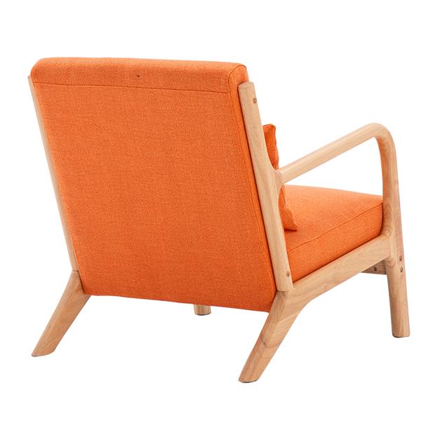 Fabric Oak Sofa Orange (66 x 68 x 75cm)