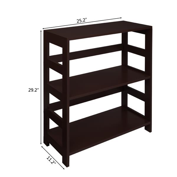 Storage Rack Wood Shelf 3 Tier Bookcase Shelf Storage Organizer, Brown Color