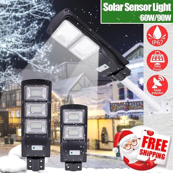 90W 180-LED 2835SMD Solar Sensor Outdoor Light with Light Control and Radar Sensor Black