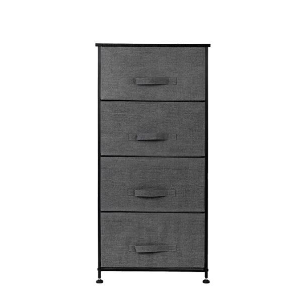 4-Tier Dresser Tower, Fabric Drawer Organizer With 4 Easy Pull Drawers With Metal Frame,Wooden Tabletop For Living Room, Closet, Grey