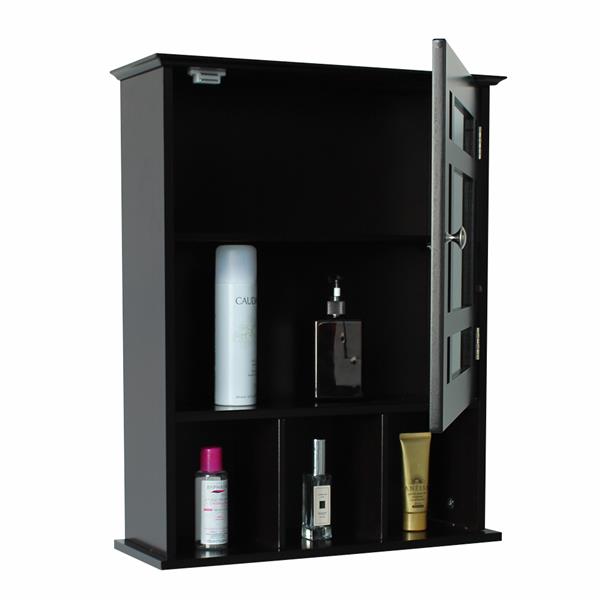 Single Door Three Compartment Storage Bathroom Cabinet - Grey-brown