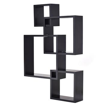 Intersecting Squares Floating Shelf Wall Mounted Home Decor Furniture Black