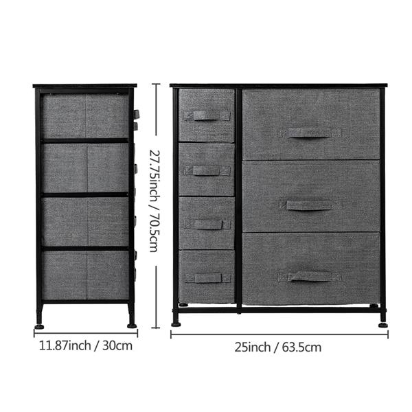 Dresser With 7 Drawers - Furniture Storage Tower Unit For Bedroom, Hallway, Closet, Office Organization - Steel Frame, Wood Top, Easy Pull Fabric Bins, Grey