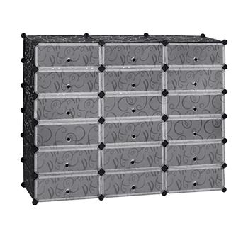 18-Cube Shoe Rack, DIY Plastic Storage Organizer,Modular closet cabinet with Doors