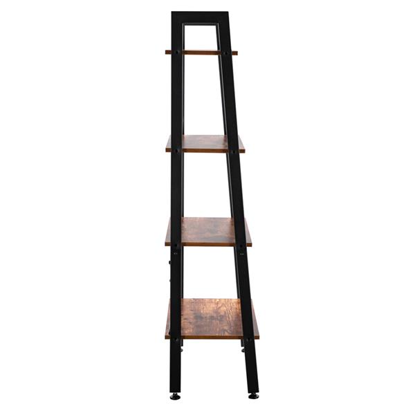 4 Tiers Industrial Ladder Shelf, Vintage Bookshelf, Storage Rack Shelf for Office, Bathroom, Living Room