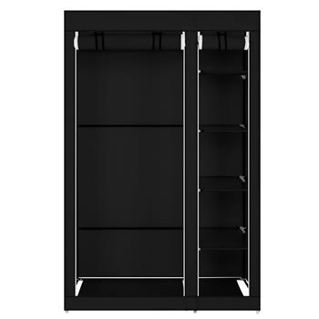 67\\" Portable Clothes Closet Wardrobe with Non-woven Fabric and Hanging Rod Quick and Easy to Assemble Black