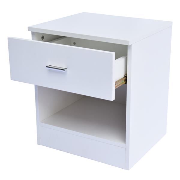 1 Drawer Metal Handle Bedside Cabinet Night Table White