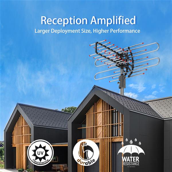 TA-851 Plus 360°Rotation UV Dual Frequency 45-860MHz 22-38dB 42.65ft cable Outdoor Antenna