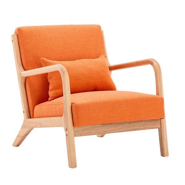 Fabric Oak Sofa Orange (66 x 68 x 75cm)