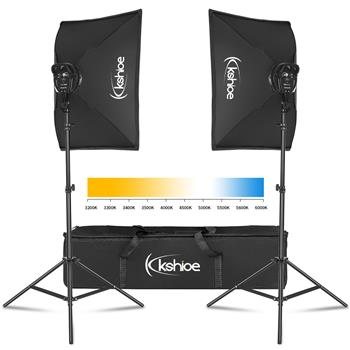 Kshioe Softbox Lighting Kit, Photo Equipment Studio Softbox 20\\" x 27\\", 45W Dimmable LED with Double Color Temperature for Portrait Video and Shooting(Do Not Sell on Amazon)