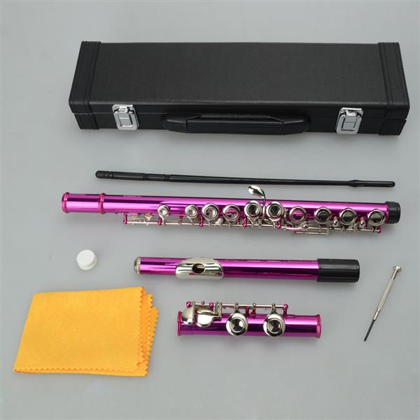 Cupronickel C 16 Closed Holes Concert Band Flute Rose Red