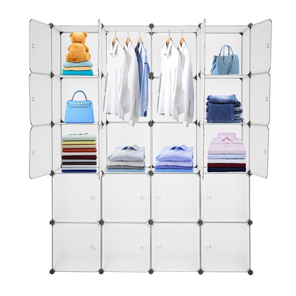 20 Storage Cube Organizer Plastic Cubby Shelving Drawer Unit, DIY Modular Bookcase Closet System Cabinet with Translucent Design for Clothes, Shoes, Toys