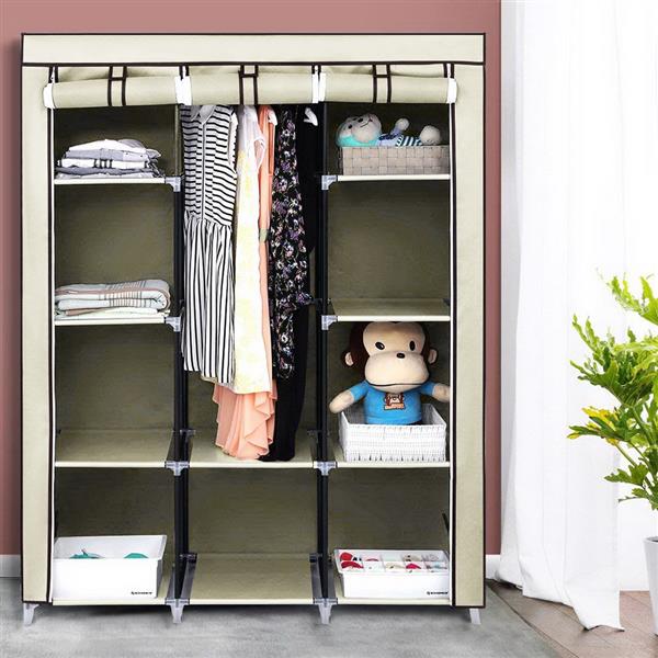 67" Portable Closet Organizer Wardrobe Storage Organizer with 10 Shelves Quick and Easy to Assemble Extra Space Beige