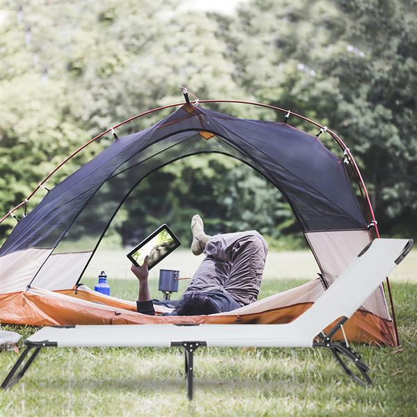 Outdoor Folding Three-Fold Camping Bed Gray