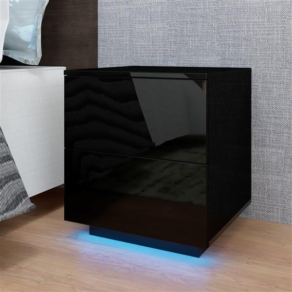 LED Double Side Cabinet Bedside Table Black