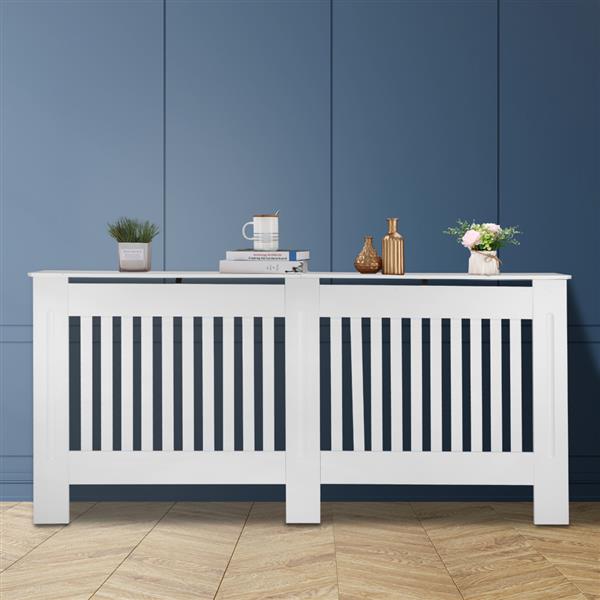 Simple Traditional Design Ventilated E1 MDF Board Vertical Stripe Pattern Radiator Cover White XL