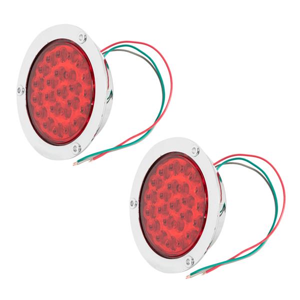 2x 4" Round Sealed 24-LED Red Stop Turn Tail Brake Light For Truck Trailer Bus