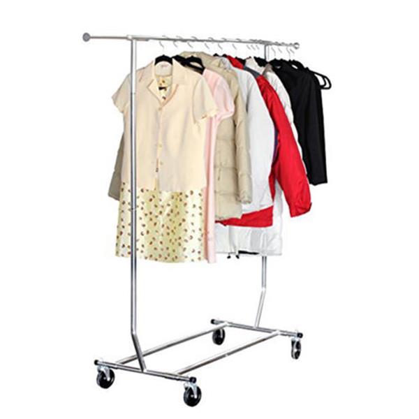 Portable Single-bar Steel Clothes Rack Silver