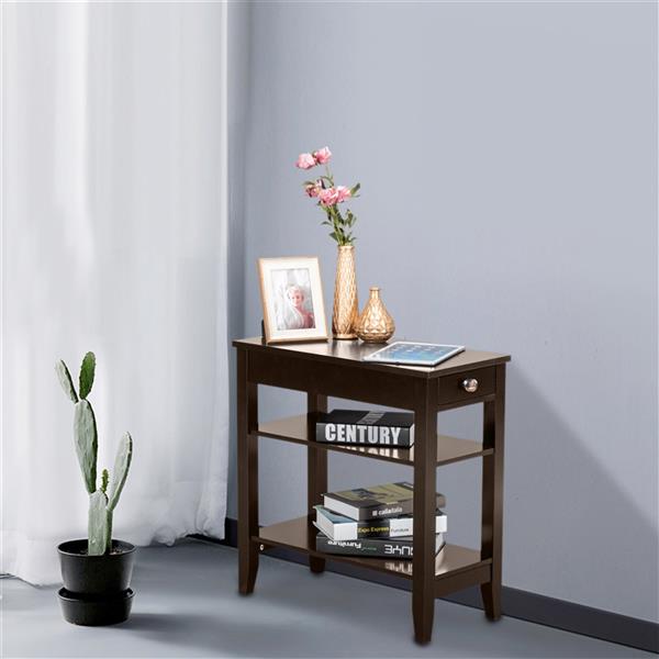 (28.45 x 64 x 61cm)Two Layers of Bedside Table with Drawers Brown