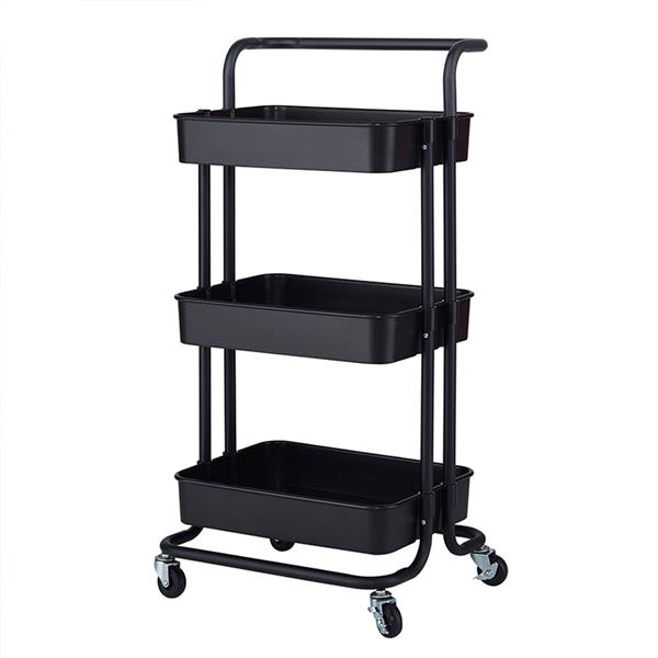 3-Tier Home Kitchen Storage Utility cart Metal&ABS -Black