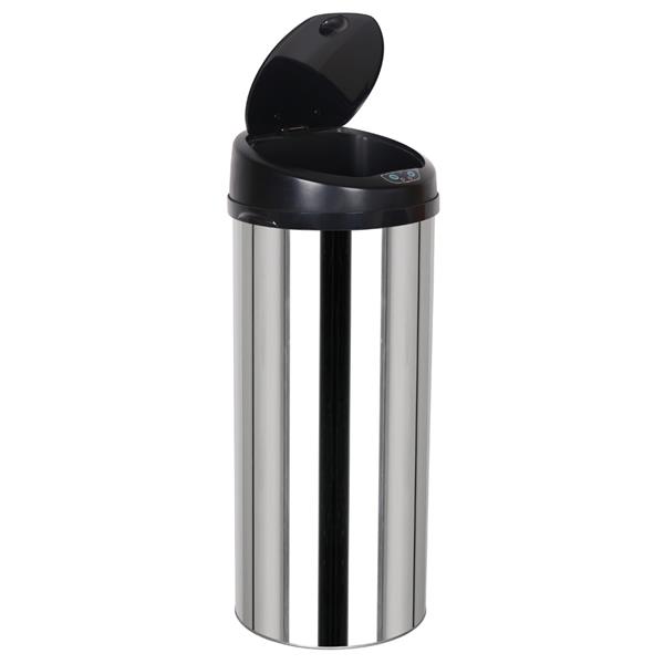 50L Round Inductive Touchless Full-automatic Fingerprint-resistant Garbage Trash Can Silver