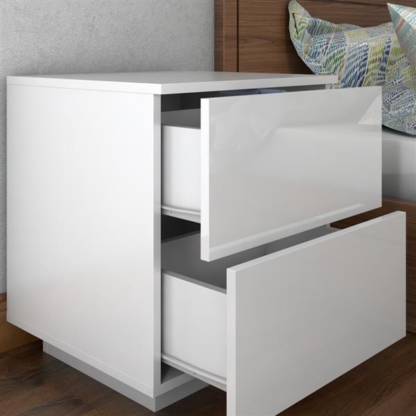 LED Double Side Cabinet Bedside Table White