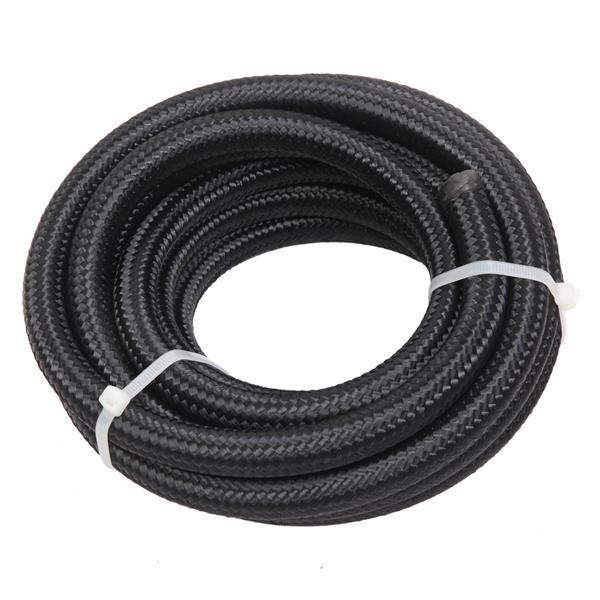 8AN 16-Foot Universal Stainless Steel Braided Fuel Hose Black