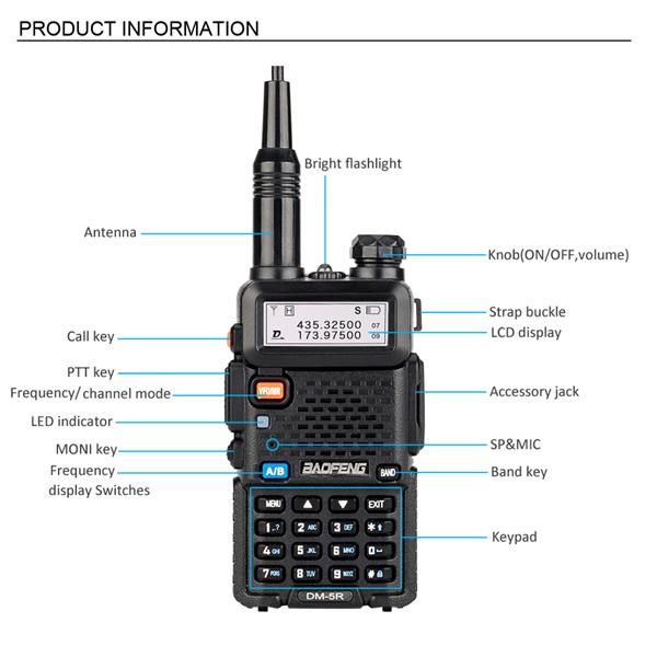 DM-5R Dual Band DMR Digital Radio Walkie Talkie Motorola Compatible US Plug(Do Not Sell on Amazon)