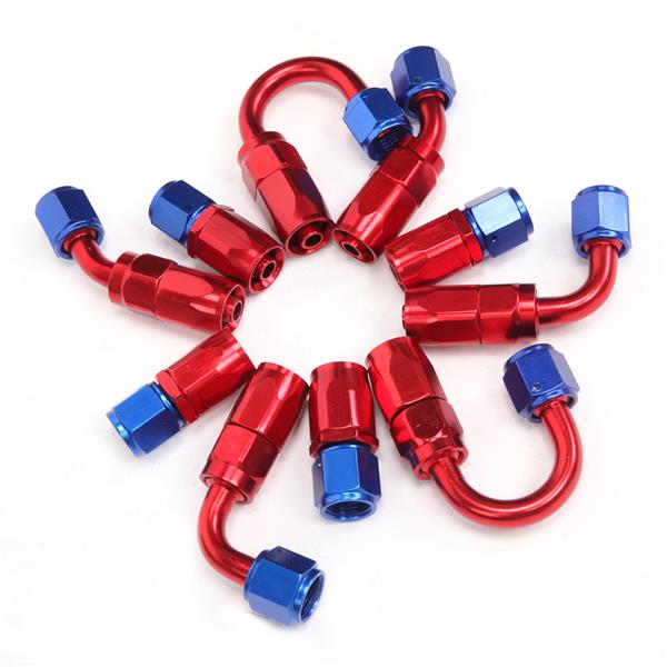6AN 16-Foot Universal Silver Fuel Pipe   10 Red And Blue Connectors