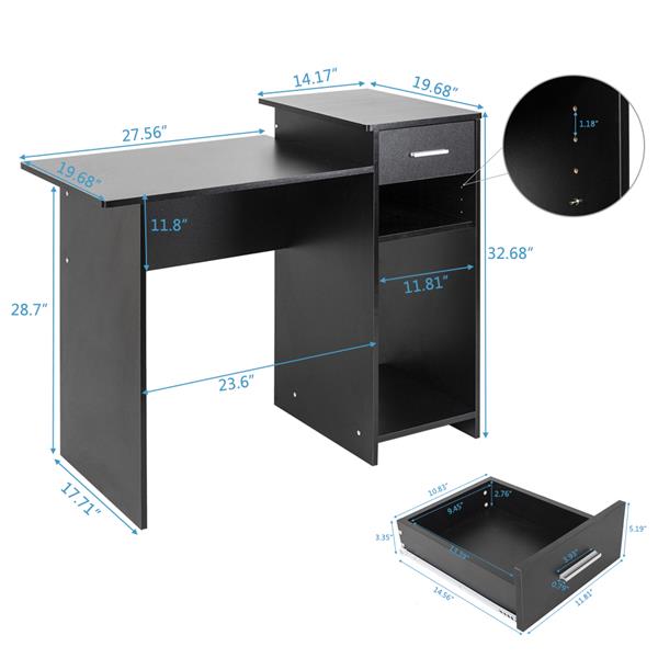 High-quality Integrated Melamine Board Computer Desk with Drawer 8526 Black