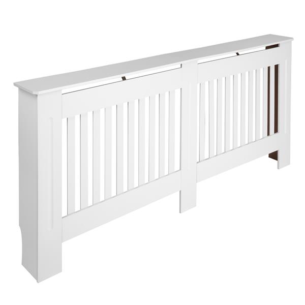 Simple Traditional Design Ventilated E1 MDF Board Vertical Stripe Pattern Radiator Cover White XL