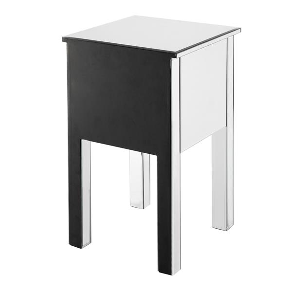 Modern and Contemporary Mirrored 2-Drawers Nightstand Bedside Table Silver