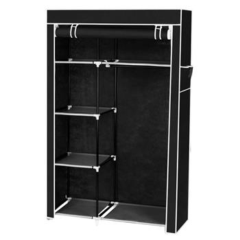 64\\" Portable Closet Storage Organizer Wardrobe Clothes Rack with Shelves Black 