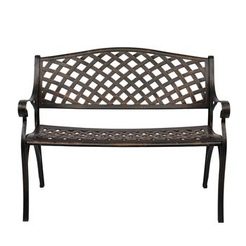 40.5\\" Outdoor Cast Aluminum Bench With Mesh Backrest Seat Surface