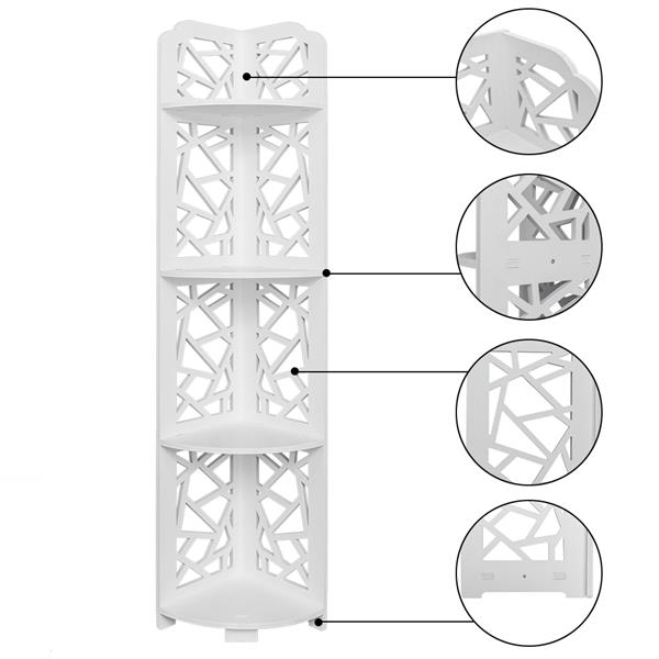 Baroque Carving Style Waterproof 120-Degree Angle 4 Layers Bathroom Cabinet Shelf White