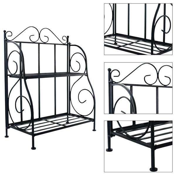 2-Tier Black Foldable Shelf Rack Kitchen Bathroom Countertop