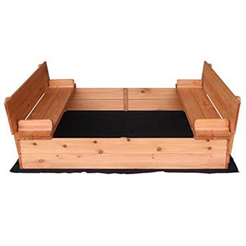 Fir Wood Sandbox with Two Bench Seats Natural Color 