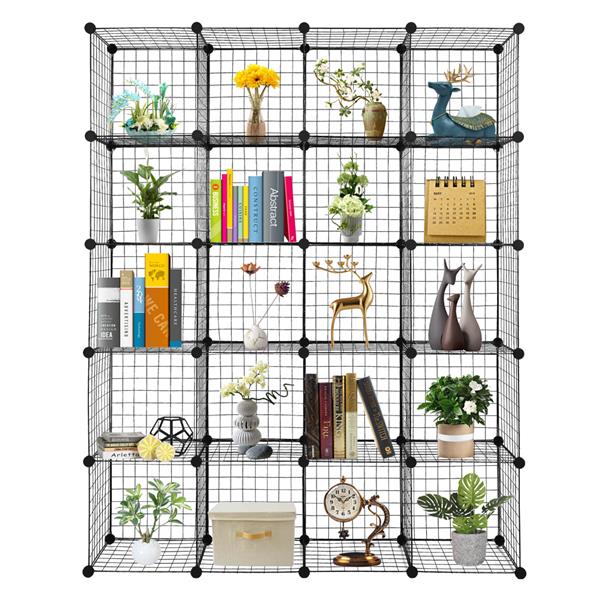 20-Cube Organizer Cube Storage Storage Shelves Wire Cube Storage Origami Shelves Metal Grid Multifunction Shelving Unit Modular Cubbies Organizer Bookcase