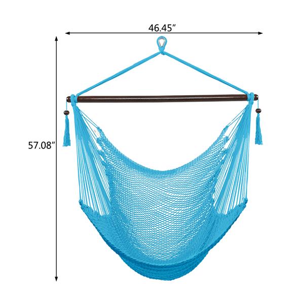 Caribbean Large Hammock Chair Swing Seat Hanging Chair with Tassels Light Blue