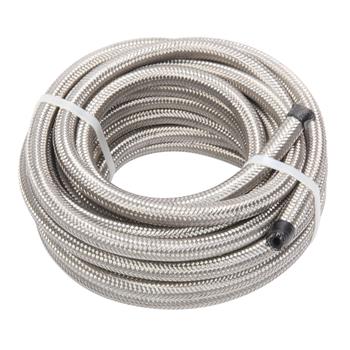 4AN 20-Foot Universal Stainless Steel Braided Fuel Hose Silver