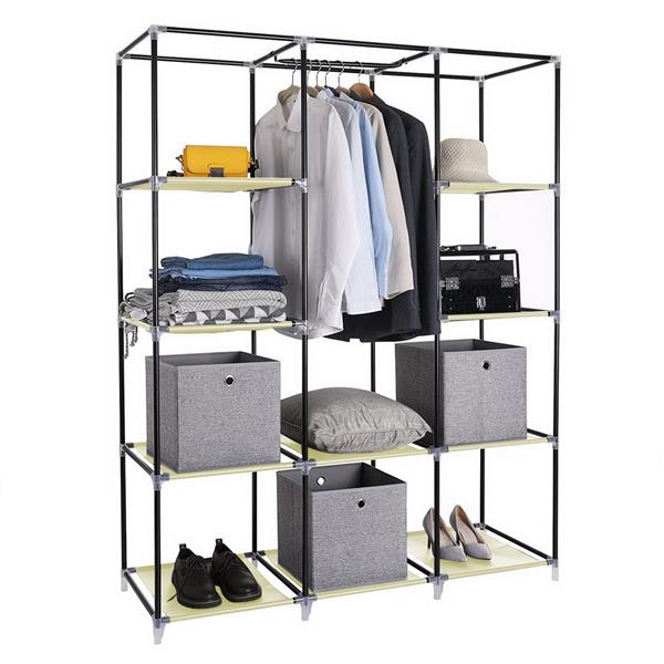 67" Portable Closet Organizer Wardrobe Storage Organizer with 10 Shelves Quick and Easy to Assemble Extra Space Beige