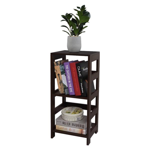 Wooden Bookshelf Rack 3 Tier Bookcase Shelf Storage Organizer, Brown Color
